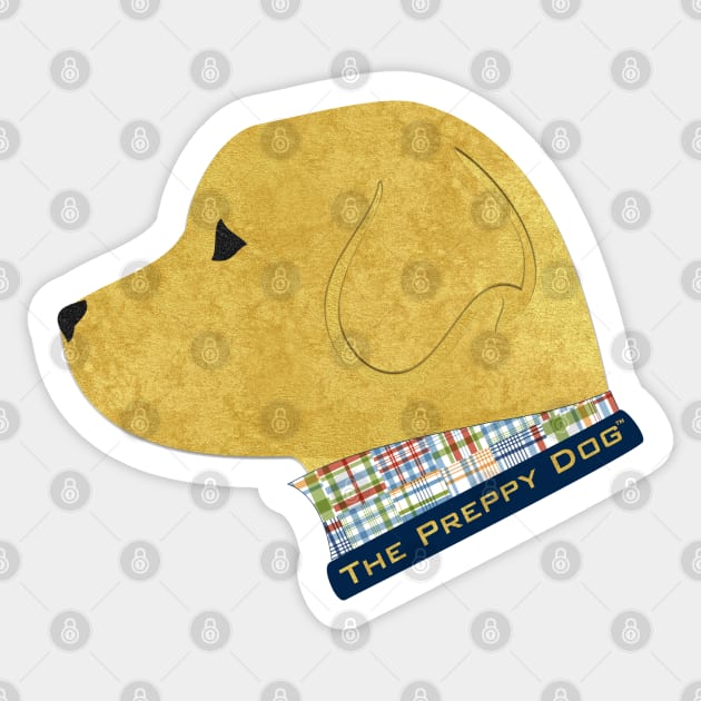 Preppy Dog Madras Golden Retriever Sticker by emrdesigns